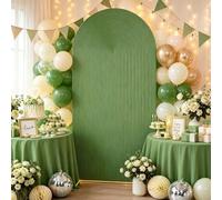 Mateju Couverture de Toile de Fond Arche Style 3D (Vert Sauge,55x120cm) | Couverture Arche en Tissu Double Face Mariage Fête Housse pour Toile de Fond pour Décoration Anniversaire Banquet Cérémonie