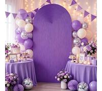 Mateju Couverture de Toile de Fond Arche Style 3D (Violet,65x150cm) | Couverture Arche en Tissu Double Face Mariage Fête Housse pour Toile de Fond pour Décoration Anniversaire Banquet Cérémonie