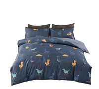 Mateju Dinosaure Impression Parure de Lit 4 pièces en Microfibre avec Housse de Couette, Drap de Lit et 2 Taies d?oreillers, Ensemble de Literie pour Chambre Enfant (Dessin animé Bleu,220x240cm)