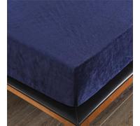 Mateju Drap Housse en Flanelle à 28 cm de Hauteur, pour Matelas Épais, Housse de Matelas en Peluche de Couleur Unie, Confortable et Chaude, Doux au Toucher, 16 Couleurs (90x200cm,Bleu Marine)