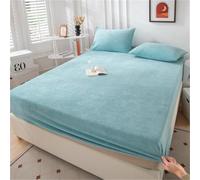 Mateju Drap Housse en Flanelle de Couleur Unie, Drap Housse d'hiver Bonnet 30 cm, Toucher Cachemire Doux et Moelleux, Drap de Lit Flanelle Super Chaud pour Matelas Épais (90x200cm,Vert Clair)