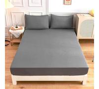 Mateju Drap Housse en Microfibre Couleur Unie pour Matelas 1/2 Personnes, Polyester Confortable Résistant aux Rides Protège Matelas avec Elastique Bonnet (Gris,90x200x27cm)