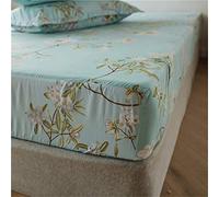 Mateju Drap Housse en Microfibre pour Matelas 1/2 Personnes, Imprimé de Nordique Moderne Stretch Résistant aux Rides Protège Matelas avec Bonnet 30cm (Printemps Vert,120x200x30cm)