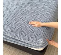 Mateju Drap Housse Polaire Moelleux et Chaud, Tissu Jacquard Élégant Doux, Drap Housse d'hiver Chaud et Confortable avec Bords élastiques, Bonnet 30 cm pour Matelas Épais (Bleu 1,150x200cm)
