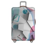 Mateju Élastique Housse Valise Housse de Valise Géométrie du Futur Housse Protection Valise Lavable Housse de Protection pour Bagages Luggage Cover (Bleu Blanc,XL)