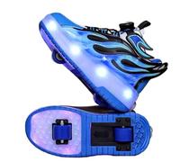 Mateju Enfant Chaussures à roulettes Fille Garçon, 2 en 1 Patins à roulettes Retractable Automatiques Chaussures de Skateboard LED avec Roues pour Homme Femme, 30-41 EU (Bleu,36)