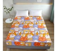 Mateju Enfants Drap Housse en Microfibre Imprimé Panda, Housse de Matelas Doux Respirant Antidérapants 1/2 Personnes avec Grand Bonnet de 30 cm pour Matelas épais (120x200cm,Animaux Mignons)