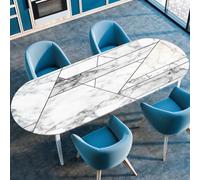 Mateju Extérieur Nappe Ovale avec Bord Élastique, Nappe de Table Essuyable Anti-Taches Imperméable Style Scandinave Nappe Bord Ajustable (Gris Clair,107x183cm/42 x72)