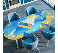 Mateju Extérieur Nappe Ovale avec Bord Élastique, Nappe de Table Essuyable Anti-Taches Imperméable Style Scandinave Nappe Bord Ajustable (107x183cm/42 x72,Bleu Ciel)