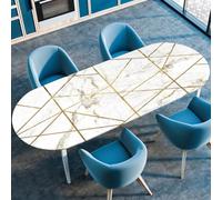 Mateju Extérieur Nappe Ovale avec Bord Élastique, Nappe de Table Essuyable Anti-Taches Imperméable Style Scandinave Nappe Bord Ajustable (107x152cm/42 x60,Marbre)