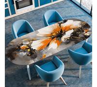 Mateju Extérieur Nappe Ovale avec Bord Élastique, Style scandinave Nappe de Table Essuyable Anti-Taches Imperméable Nappe Bord Ajustable (91x152cm/36 x60,Orange)