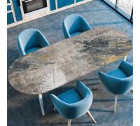 Mateju Extérieur Nappe Ovale avec Bord Élastique, Style scandinave Nappe de Table Essuyable Anti-Taches Imperméable Nappe Bord Ajustable (132x274cm/52 x108,Gris Brun)