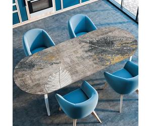 Mateju Extérieur Nappe Ovale avec Bord Élastique, Style scandinave Nappe de Table Essuyable Anti-Taches Imperméable Nappe Bord Ajustable (132x274cm/52 x108,Gris Brun)