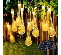 Mateju Guirlande Lumineuse Exterieure Solaire, Guirlande Lumineuse LED Solaire Extérieur avec 8 Modes d'Eclairage pour Jardin, Patio, Cour, Balcon, Fêtes, Goutte d'eau (Chaud,12M/100LED)