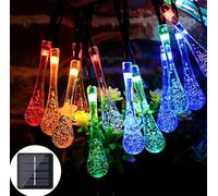 Mateju Guirlande Lumineuse Exterieure Solaire, Guirlande Lumineuse LED Solaire Extérieur avec 8 Modes d'Eclairage pour Jardin, Patio, Cour, Balcon, Fêtes, Goutte d'eau (Couleur,3M/10LED)