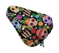 Mateju Housse de Selle de Vélo Imperméable Imprimé Crâne Mexicain Floral 3D Housse de Pluie pour Siège de Vélo Universel Protection de Coussin de Siège de Vélo de Route/VTT (Style 5)