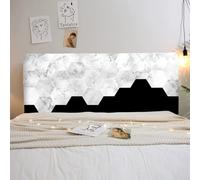 Mateju Housse Tête de Lit Extensible, Housse Tête Lit Moderne Élastique Doux 100-220cm Style Marbre Bed Headboard Cover Universelle Antipoussière Lavable pour Décoration (Hexagonal,200cm)
