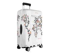 Mateju Housse Valise avec Poches Housse de Valise Élastique Motifs du Monde Housse Protection Valise Lavable Housse de Protection pour Bagages Luggage Cover (Blanc,XL)