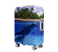 Mateju Housse Valise Élastique, Dauphin Housse de Valise 18-32 Pouces Housse Protection Valise Lavable Housse de Protection pour Bagages Luggage Cover (Bleu-Vert,L(26”-28”))
