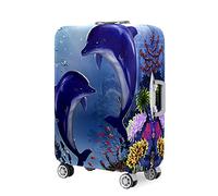 Mateju Housse Valise Élastique, Dauphin Housse de Valise 18-32 Pouces Housse Protection Valise Lavable Housse de Protection pour Bagages Luggage Cover (Violet,L(26”-28”))