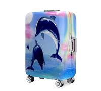 Mateju Housse Valise Élastique, Dauphin Housse de Valise 18-32 Pouces Housse Protection Valise Lavable Housse de Protection pour Bagages Luggage Cover (Coloré,L(26”-28”))