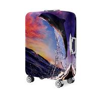 Mateju Housse Valise Élastique, Dauphin Housse de Valise 18-32 Pouces Housse Protection Valise Lavable Housse de Protection pour Bagages Luggage Cover (Orange,L(26”-28”))