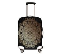 Mateju Housse Valise Impression de Mandala, Housse de Valise Élastique Housse Protection Valise Lavable Housse de Protection pour Bagages Luggage Cover (Or Noir 1,L)