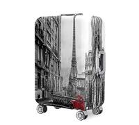 Mateju Housse Valise Imprimée Ville 3D Housse de Valise Élastique Housse Protection Valise Lavable Housse de Protection pour Bagages Luggage Cover en Spandex (Paris,M)