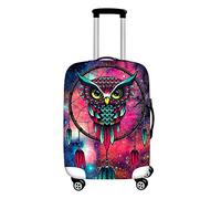 Mateju Housse Valise Modèle de Hibou 3D Housse de Valise Élastique Housse Protection Valise Lavable Housse de Protection pour Bagages Luggage Cover en Spandex S-XL (M (22-24),Chouette Attrape rêve)