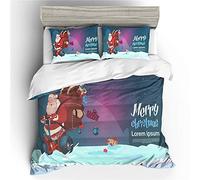 Mateju Housses de Couettes et Taie Oreiller, Parure de Lit Ensemble de Literie Décoration de la Chambre en Microfibre Joyeux Noël Impression 3D (Cadeau de noël,200x200cm(3pcs))