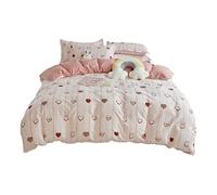 Mateju Imprimé Coeur d'amour Set de Housse de Couette, Parure de Lit 3 Pièces/Ensemble de Literie (Housse de Couette et 2 Taies d'oreiller) pour Filles, Femmes (220x240cm,Romantique)