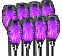 Mateju Lampes Solaires Exterieures Jardin, IP65 Étanche Deco Jardin Exterieur Lanterne Solaire, Lampe Solaire Eclairage Chemins pour Terrasse Pelouse Cour et Paysage, Flamme (Violet,4 pcs)