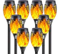 Mateju Lampes Solaires Exterieures Jardin, IP65 Étanche Deco Jardin Exterieur Lanterne Solaire, Lampe Solaire Eclairage Chemins pour Terrasse Pelouse Cour et Paysage, Flamme (Jaune,6 pcs)