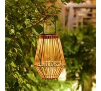 Mateju Lot de 1/2 Lanternes Solaires d'Extérieur Jardin Decorative Lampions Solaires d'Extérieur Rotin Lanterne LED Étanche à Suspendre ou à Poser Lampe Solaire pour Terrasse Balcon (Beige,1 pièces)