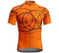 Mateju Maillot Cyclisme Hommes, Motif de Roue Tenue Cycliste Respirant, Homme Maillots de Cyclisme Séchage Rapide, Tee Shirt Maillot Velo Route avec Fermeture Éclair et 3 Poche (Orange,TG)