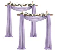 Mateju Mariage Arche Tenture 2 Pièces Tulle de Couleur Unie Mariage Extérieur Rideaux de Lit Baldaquin en Mousseline pour Romantique Fête Cérémonie Plafond Fond Décor (0,75 x 4 m,Violet Clair)