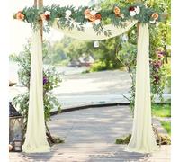 Mateju Mariage Arche Tenture Décoration Mariage Extérieur Rideaux de Lit à Baldaquin Tulle Voilage Mousseline de Soie Fond Décor pour Fête Cérémonie Plafond Pelouse (0,75 x 10 m,Jaune Clair)
