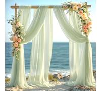 Mateju Mariage Arche Tenture Décoration Mariage Rideau Voilage Tulle Suspendue Rideaux de Lit à Baldaquin Mousseline de Soie Fond Décor pour Fête Cérémonie Plafond Pelouse (76x800cm,Vert Clair)