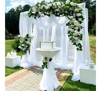 Mateju Mariage Arche Tenture Décoration Mariage Rideau Voilage Tulle Suspendue Rideaux de Lit à Baldaquin Mousseline de Soie Fond Décor pour Fête Cérémonie Plafond Pelouse (160x100cm,Blanc)