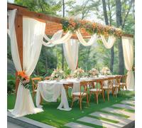 Mateju Mariage Arche Tenture Décoration Mariage Rideau Voilage Tulle Suspendue Rideaux de Lit à Baldaquin Mousseline de Soie Fond Décor pour Fête Cérémonie Plafond Pelouse (160x800cm,Champagne)