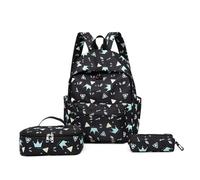 Mateju Mode Simple Sac a Dos, Cartable Fille Primaire Sac a Dos Enfant avec Sac à Lunch et Trousse à Crayons 3 en 1 Sac à Dos, Garçons et Filles Petit Sac a Dos (Noir)