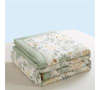 Mateju Moderne Couette d'été en Coton, Lavable Couette Ete Legere et Fine, Courtepointe Imprimée Douce et Confortable Légère et Respirante Couverture Fraîche Edredon (Feuilles Vertes,150 * 200cm)