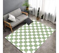 Mateju Moderne Tapis de Salon, Grand Tapis de Zone, Géométrie Damier Tapis de Couloir, Flanelle Tapis Antidérapants, 3D Tapis pour Salon Cuisine Chambre Décor (60x90cm,Vert Blanc)