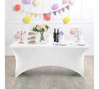 Mateju Nappe de Table Extensible, Party Nappe rectangulaire, Housse Deco Table de Cocktail pour Cocktail Mariage Banquet Anniversaire Banquet Bar Table (Blanc,183x76x76cm)