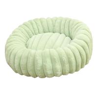 Mateju Panier Chien Donut, Panier Chat en Peluche Coussin Chien Moelleux Lavable Style Rayure Lit pour Chat Confortable avec Fond Antidérapant pour Petit Moyen Taille (Vert Clair,50cm)