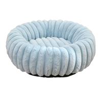 Mateju Panier Chien Donut, Panier Chat en Peluche Coussin Chien Moelleux Lavable Style Rayure Lit pour Chat Confortable avec Fond Antidérapant pour Petit Moyen Taille (Bleu Clair,70cm)