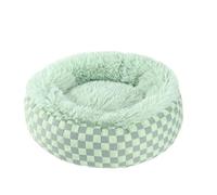 Mateju Panier Moelleux Chien Donut, Panier Chat en Peluche Coussin Chien Moelleux Lavable Style Checkerboard Lit pour Chat Interieur Confortable avec Fond Antidérapant (Vert,50cm)