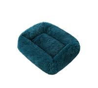 Mateju Panier Moelleux pour Chien, Panier Chat Rectangle en Peluche Coussin Chien Moelleux Lavable Lit pour Chat Interieur Confortable avec Fond Antidérapant (Bleu foncé B,L 80x65cm)