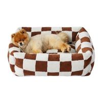 Mateju Panier Moelleux pour Chien, Panier Chat Rectangle en Peluche Coussin Chien Moelleux Lit pour Chat Interieur Confortable avec Fond Antidérapant, Amovible et Lavable (Brun,76x60cm)