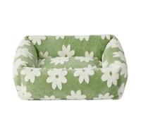 Mateju Panier Moelleux pour Chien, Panier Chat Rectangle en Peluche Coussin Chien Moelleux Lit pour Chat Interieur Confortable avec Fond Antidérapant, Amovible et Lavable (Fleur Verte,50x48cm)